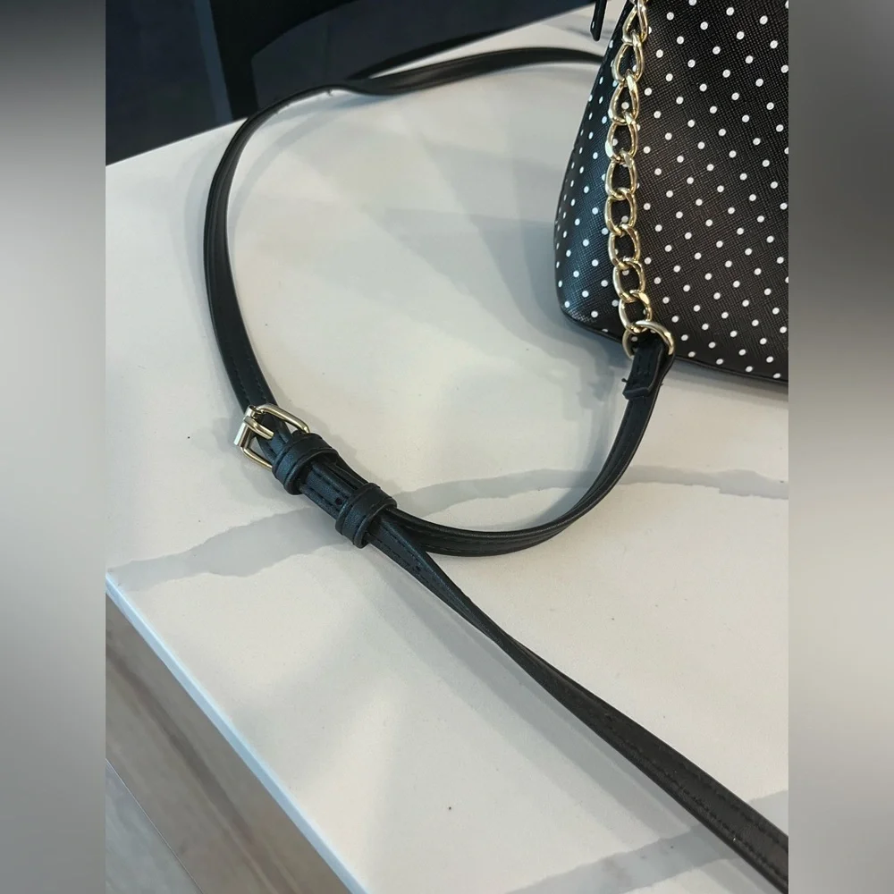 NANETTE LEPORE‎ Dome Black And White Polka Dot Crossbody Bag